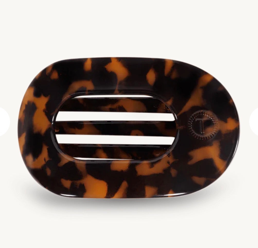 Teleties Medium Flat Round Hairclip- Tortoise