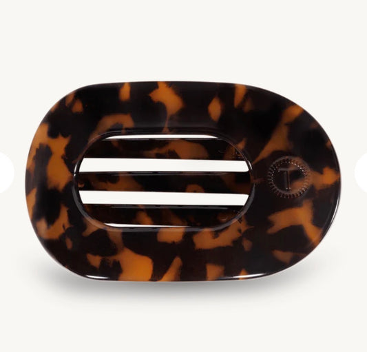 Teleties Medium Flat Round Hairclip- Tortoise