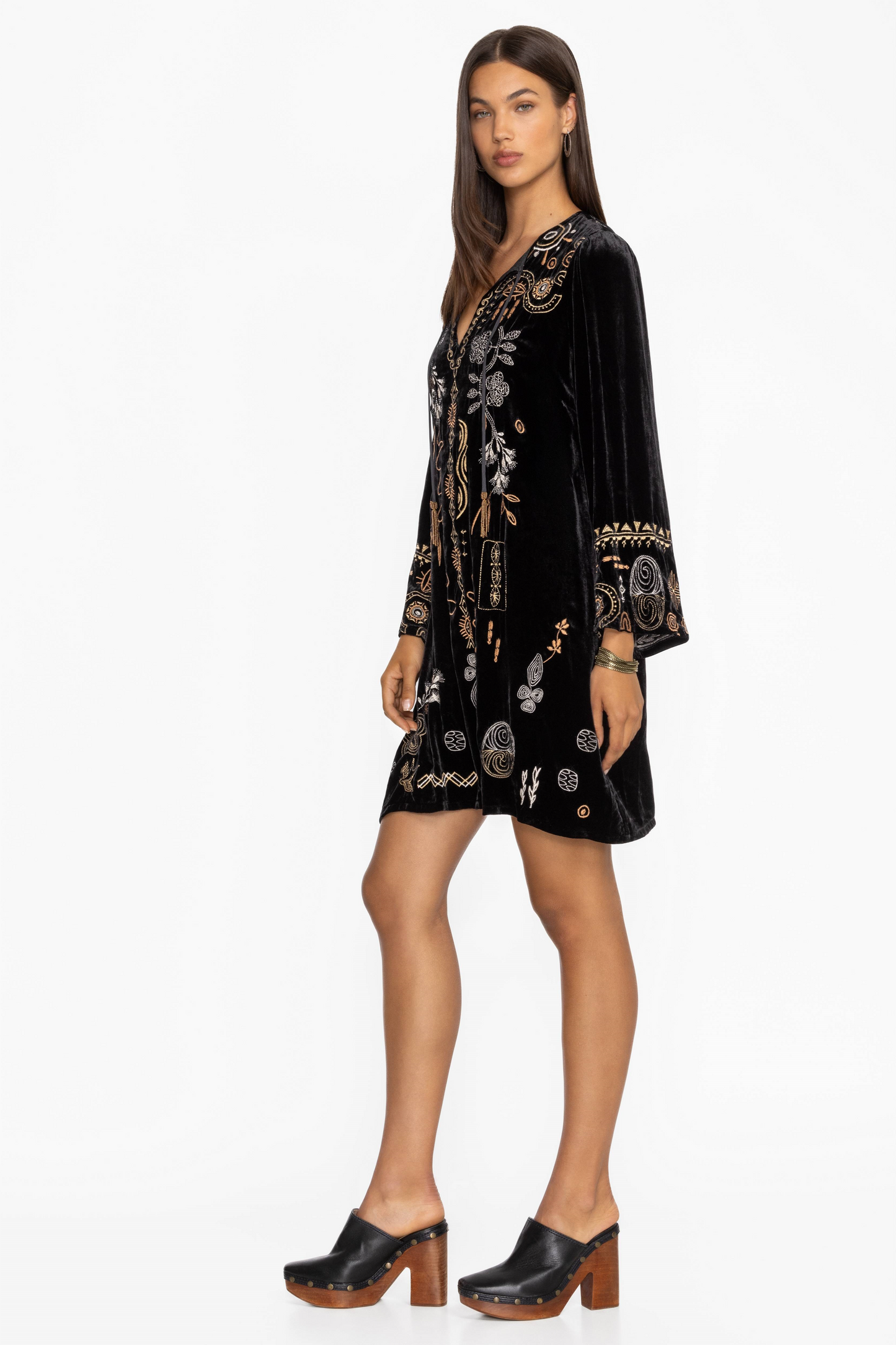 Johnny Was Jenai Kimono Relaxed Sleeve Dress-Black