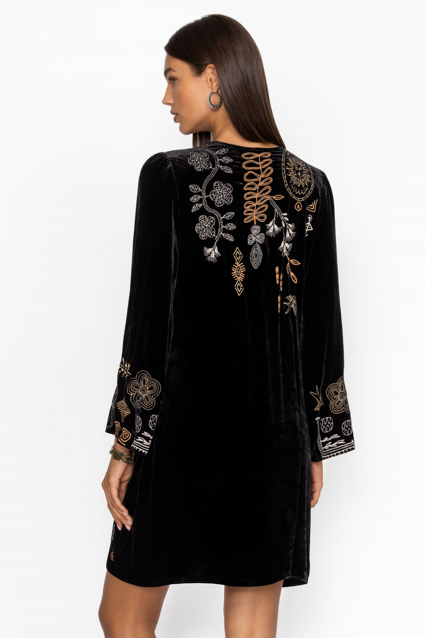 Johnny Was Jenai Kimono Relaxed Sleeve Dress-Black