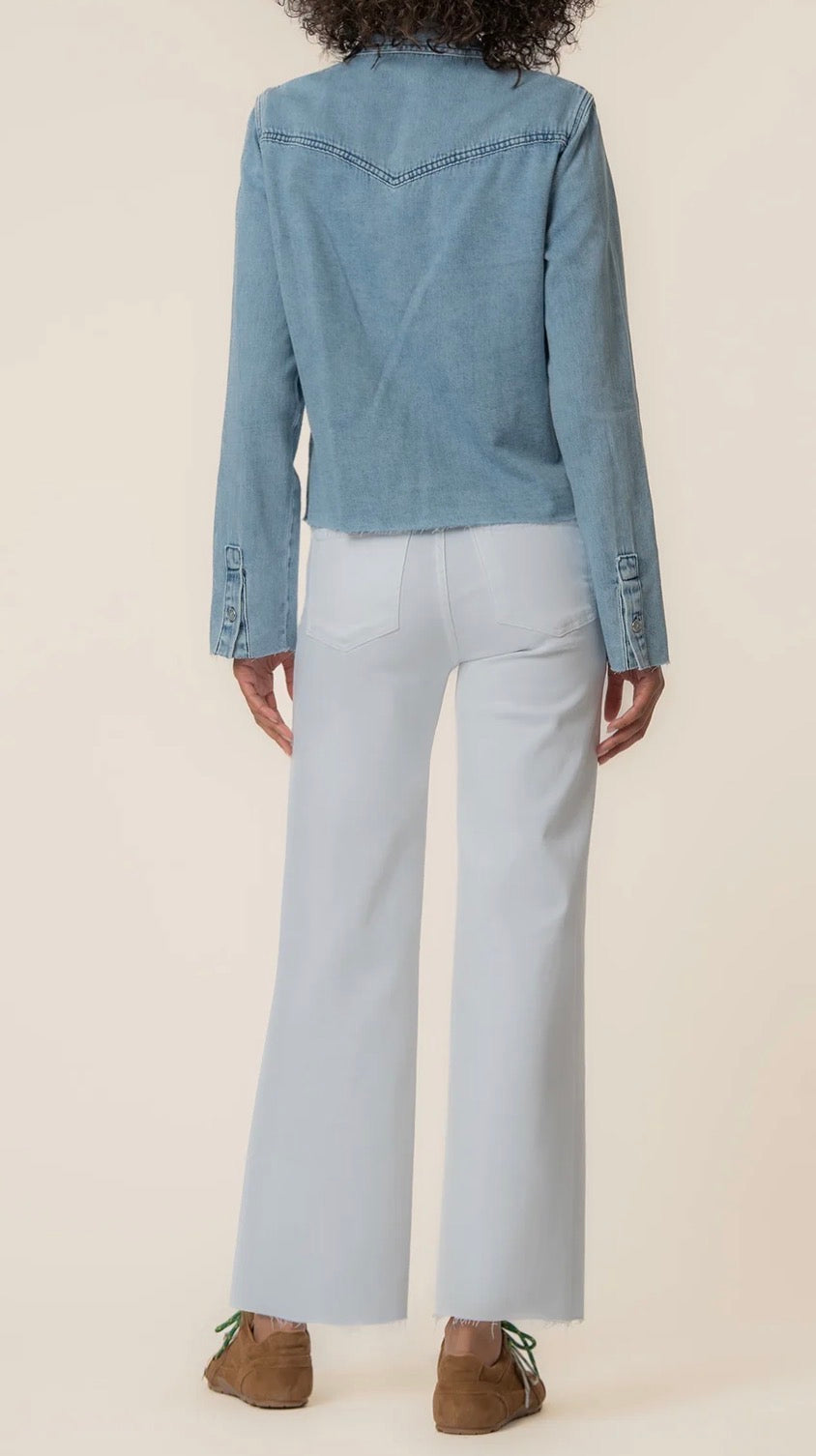 Kut from the Kloth "Posey" L/S Shirt with Frayed Hem