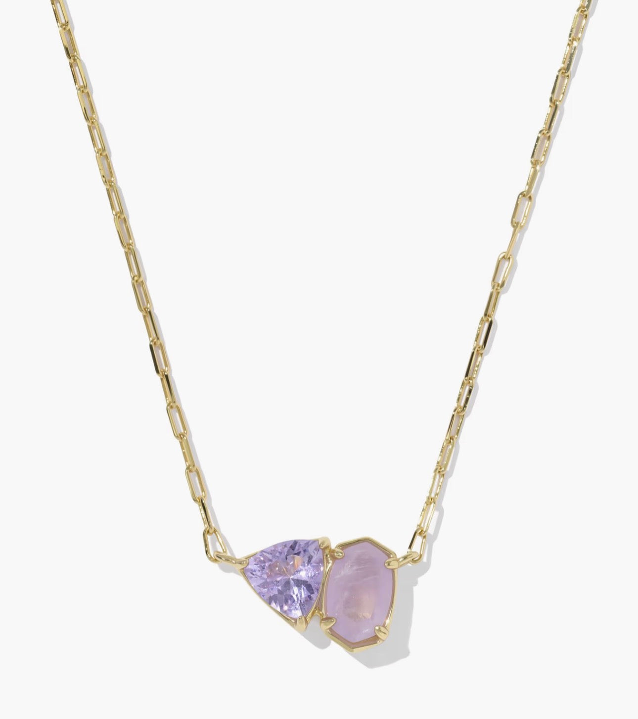 Kendra Scott Tatum Short Pendant Necklace-Gold Purple Mix