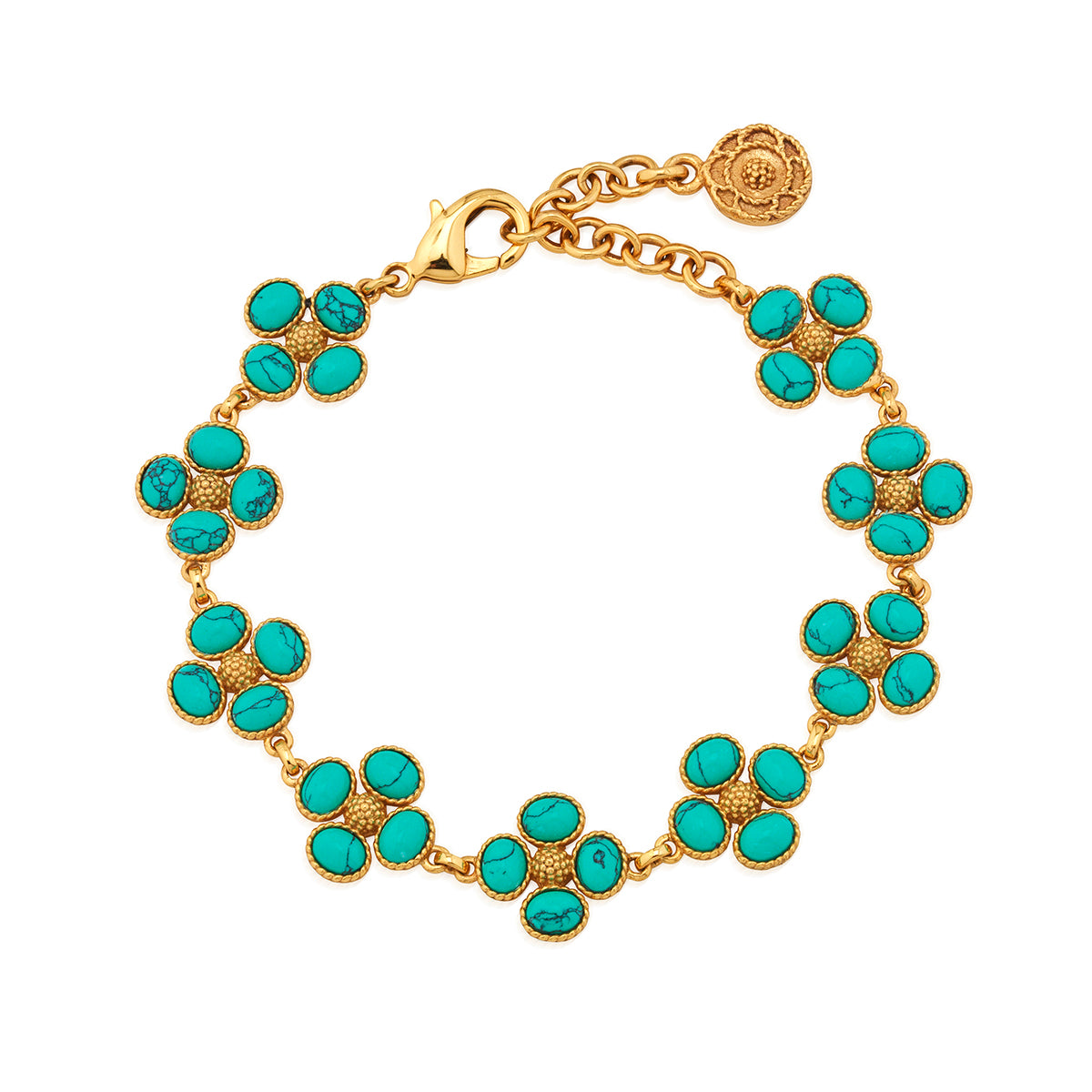 Capucine de Wulf “Berry Clover” Link Bracelet, 7"+2" - Turquoise