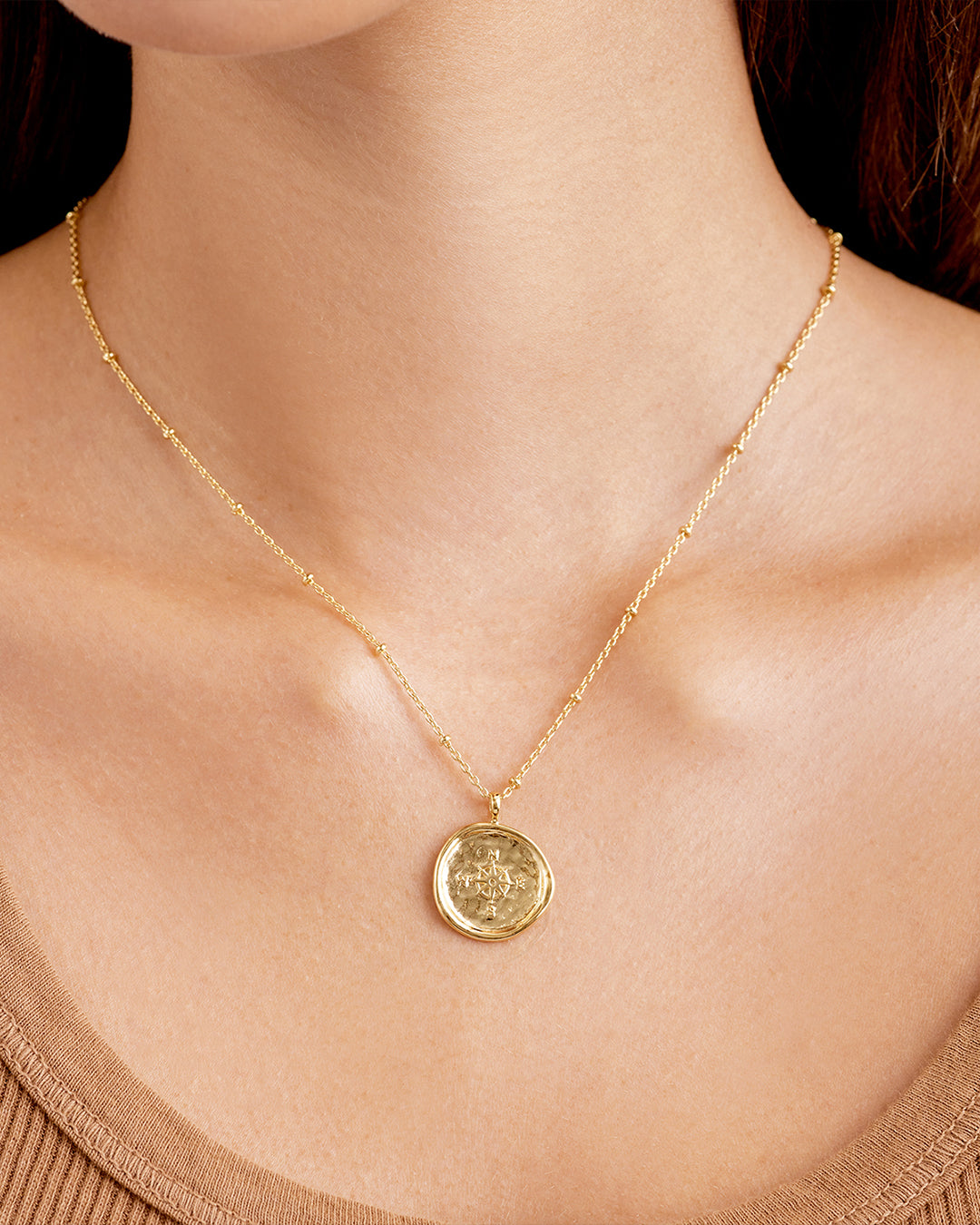 Gorjana Compass Coin Necklace-Gold
