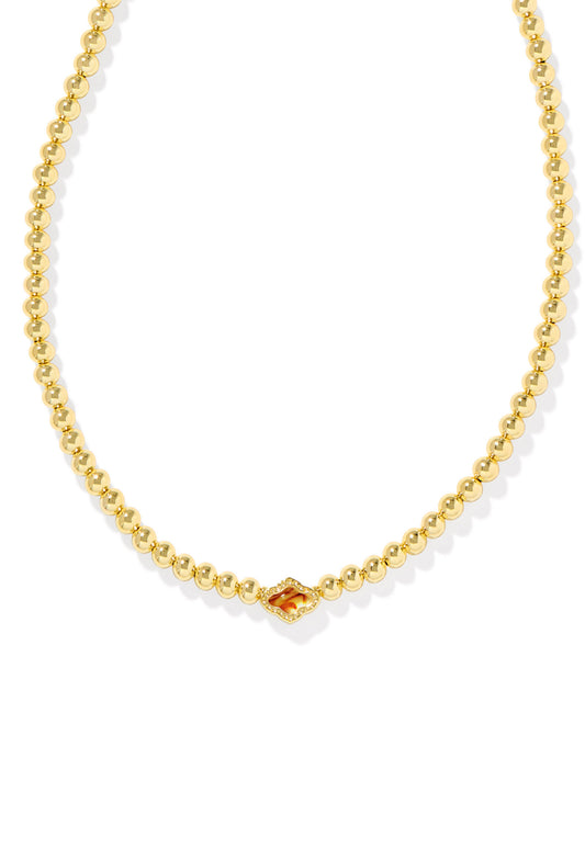 Kendra Scott Abbie Beaded Necklace -Gold Amber Illusion