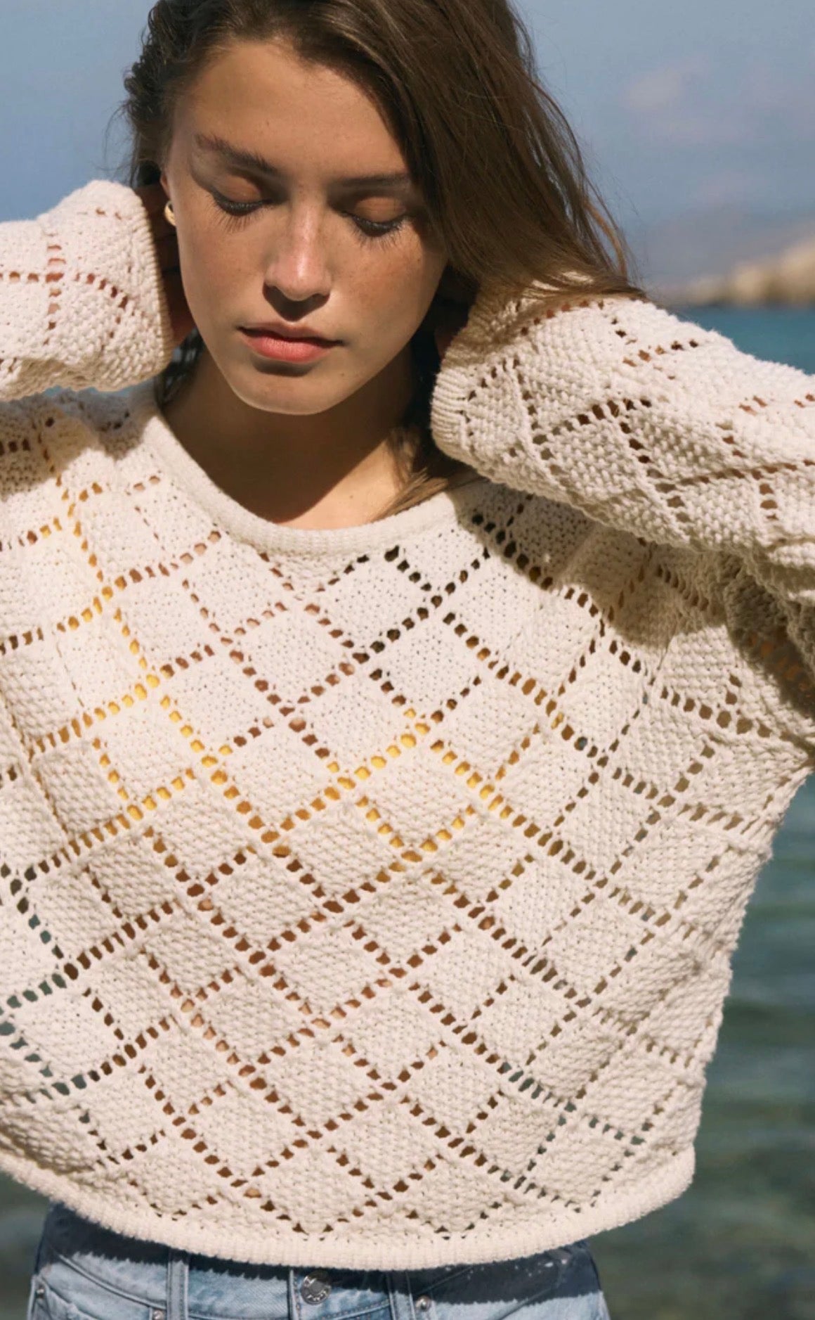 Z Supply Hullen Crochet Sweater- Cloud