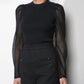 Greylin "Honey" Sheer Sleeve Sweater Top-Black