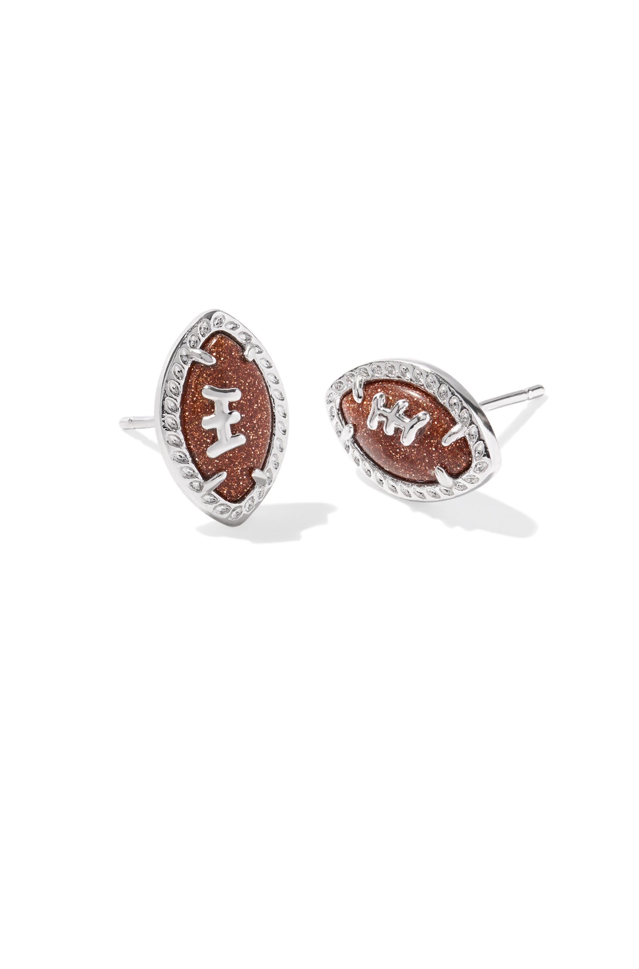 Kendra Scott Football Stud Earring-Silver Orange Goldstone