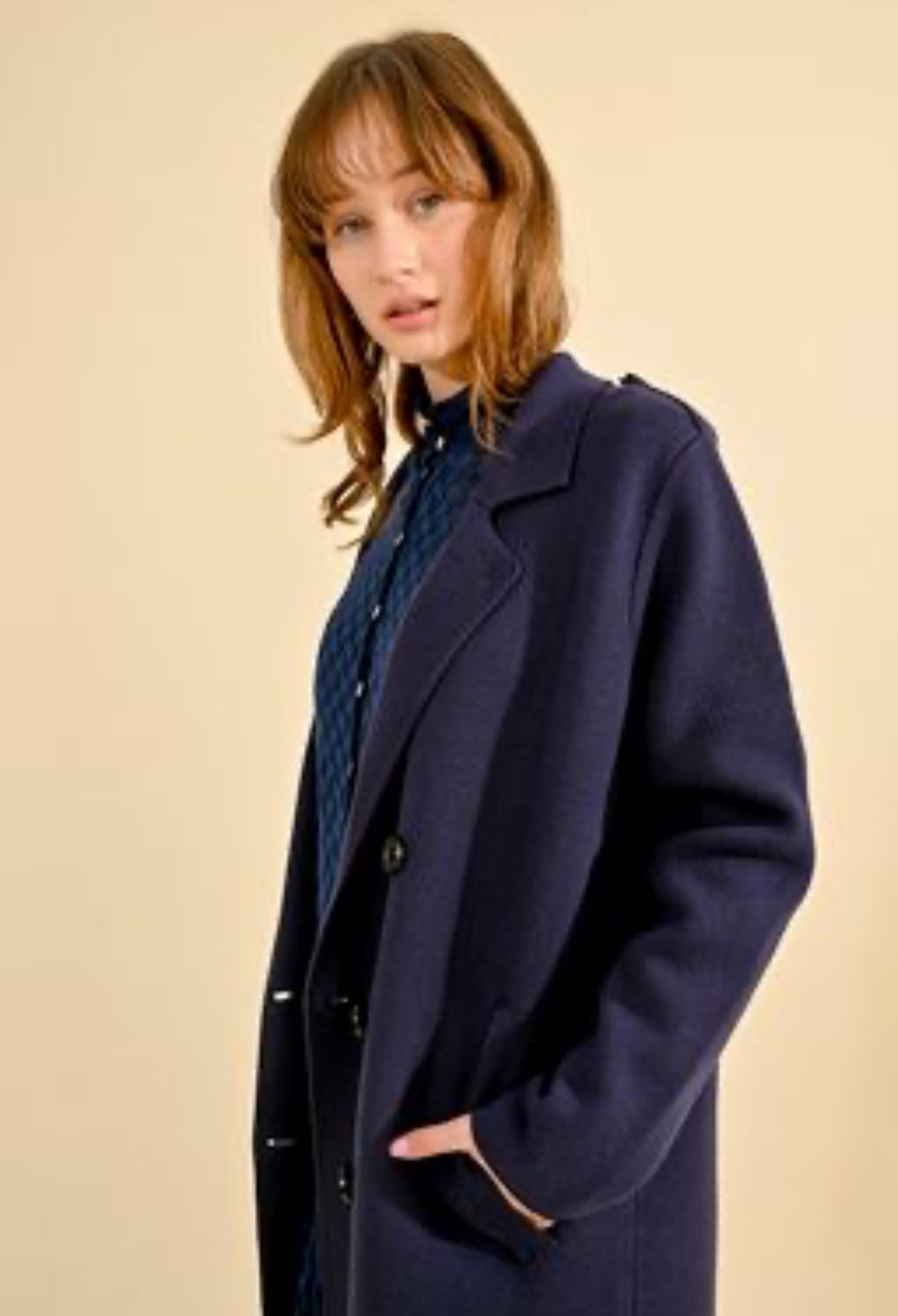 Molly Bracken Knit Coat-Navy Blue