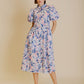 Aureum Printed Shirt Dress- Blue/Purple