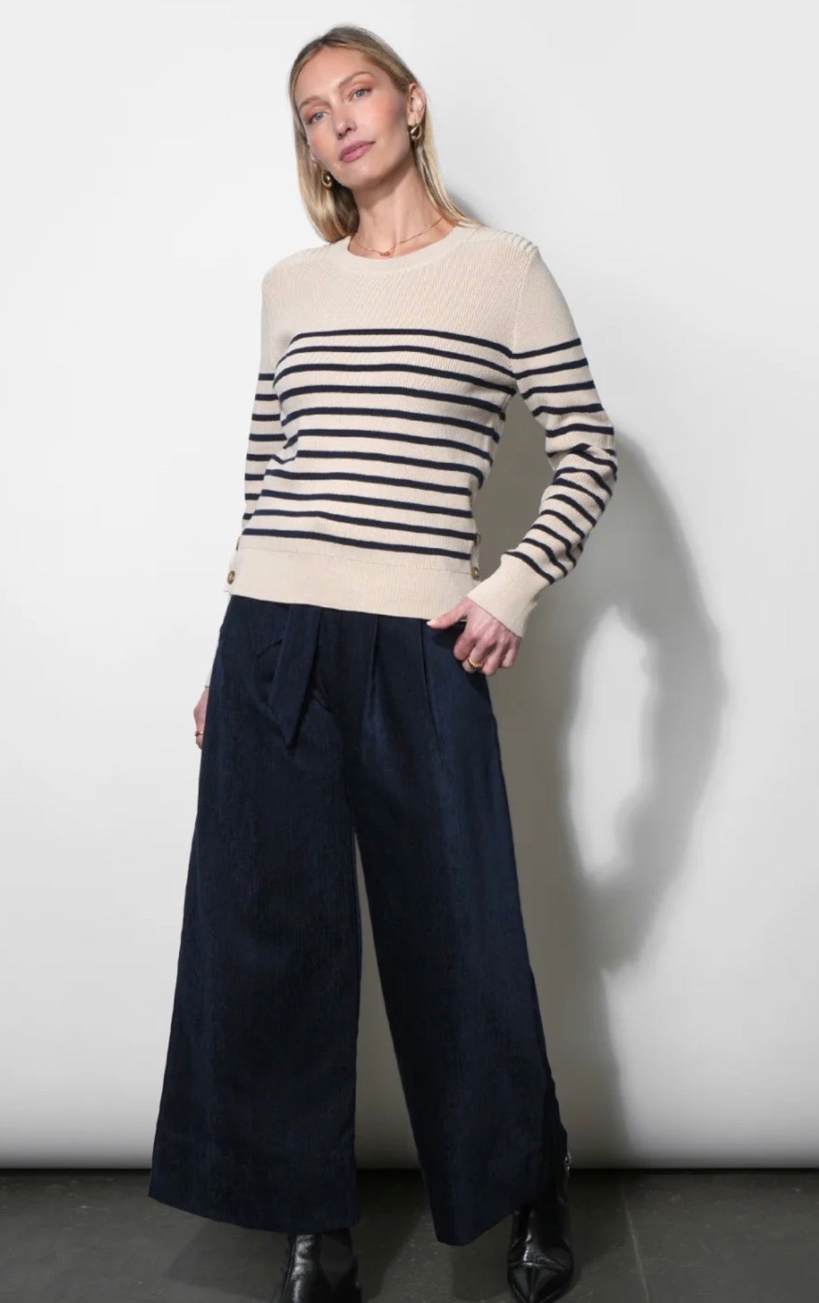 Greylin “Libby” Stripe Sweater- Almond