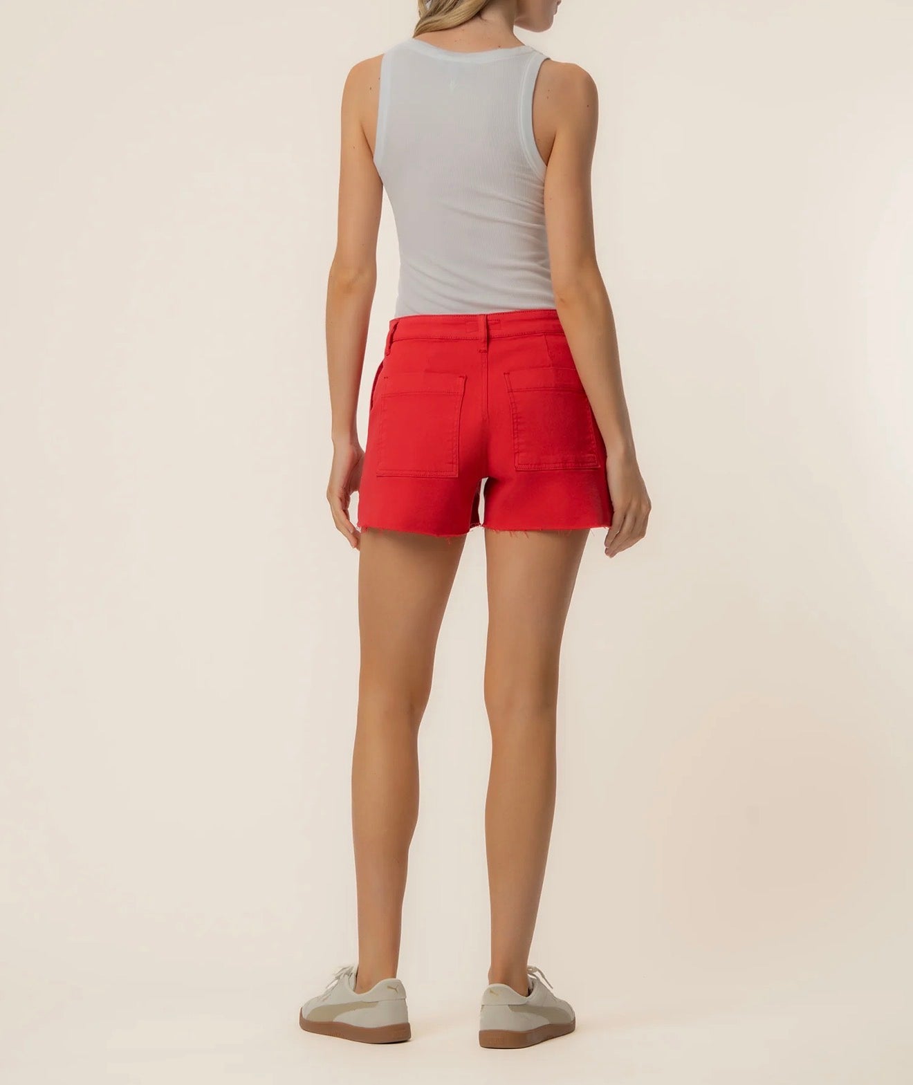 Kut from the Kloth "Jane" High Rise Porkchop Pocket Short-Tomato