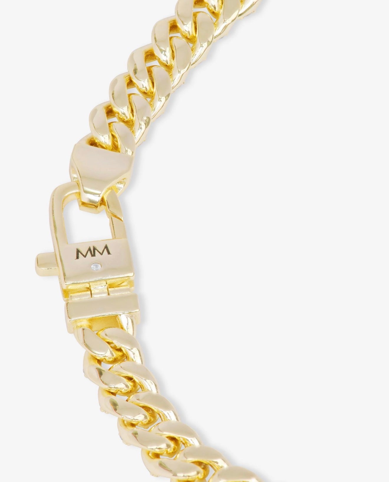Melinda Maria “Julian Triple Diamond” Cuban Chain Necklace Gold/White