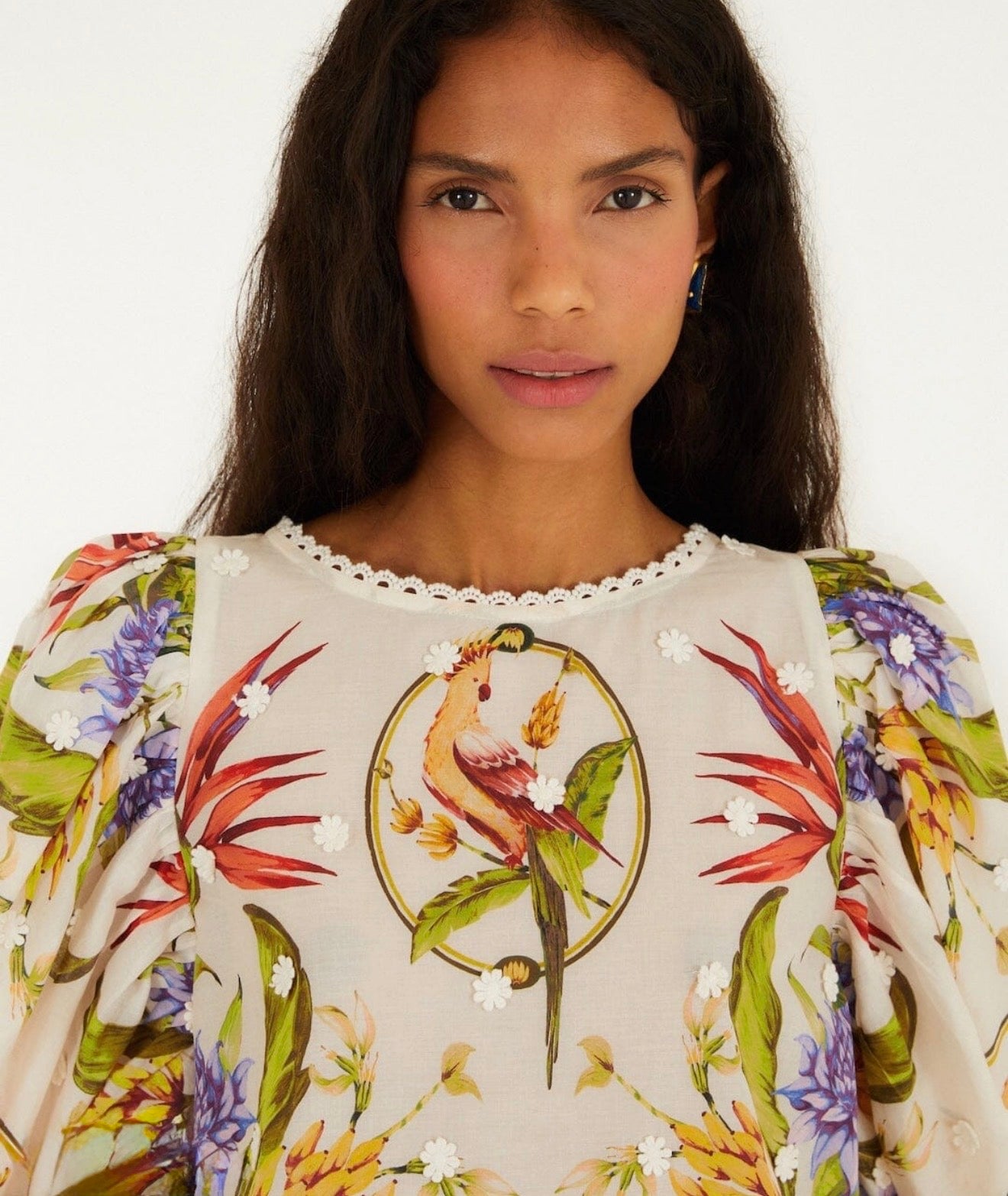 Farm Rio Sand Tropical Scarf Blouse