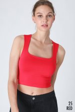 Niki Biki Clean Line Square Neck Top-Red