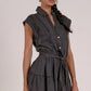 Elan Sleeveless Collared Dress-Grey