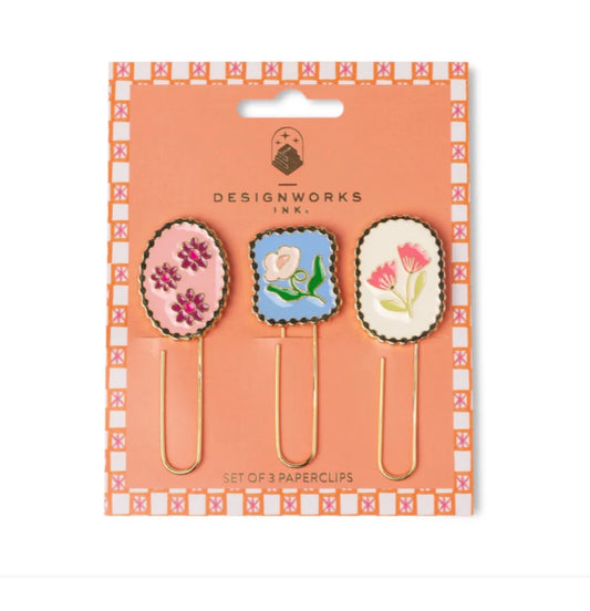 Designworks Ink Set of 3 Paperclips - Framed Floral