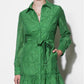 Greylin "Tabitha" Embroidered Cinched Waist Mini Dress-Retro Green