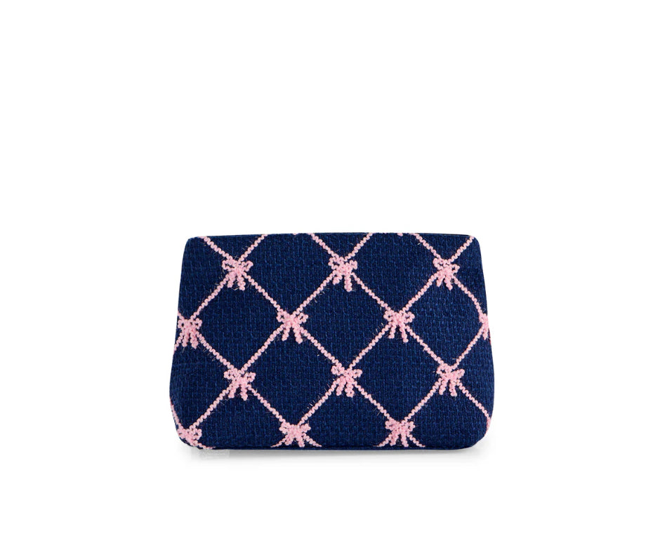 Shiraleah Tinsel Bow Zip Pouch-Navy