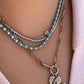LeMel Dee Alternating Turquoise & CZ Tennis Necklace-16” Gold