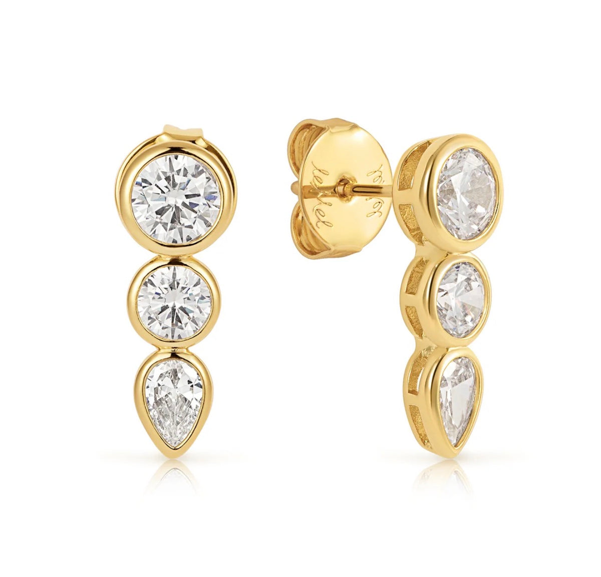 LeMel “Blaire” Bezel Mixed Shape CZ Stud Earrings