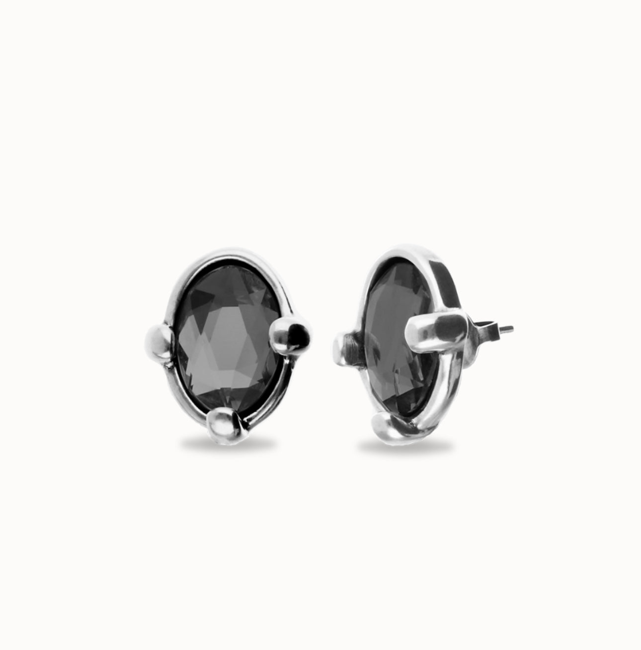 Uno de 50 “Ser Deslumbrante” (be stunning) Stud Earrings-Silver/Black