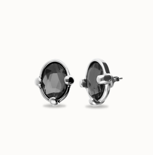 Uno de 50 “Ser Deslumbrante” (be stunning) Stud Earrings-Silver/Black