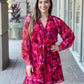 Lost + Wander "Jolie Fleur" Mini Dress-Fuschia