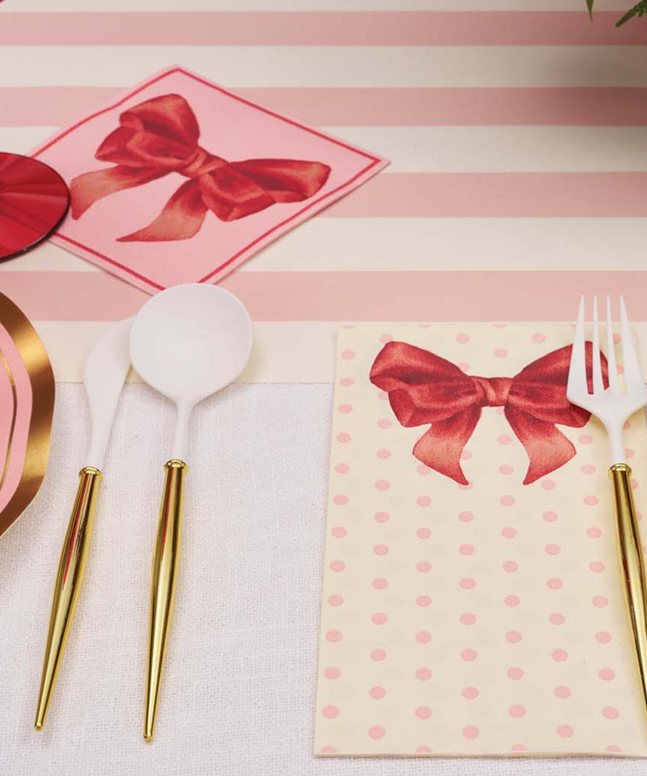 Sophistiplate “Pink Bows” Cocktail Napkin 5" - Thumbnail 5