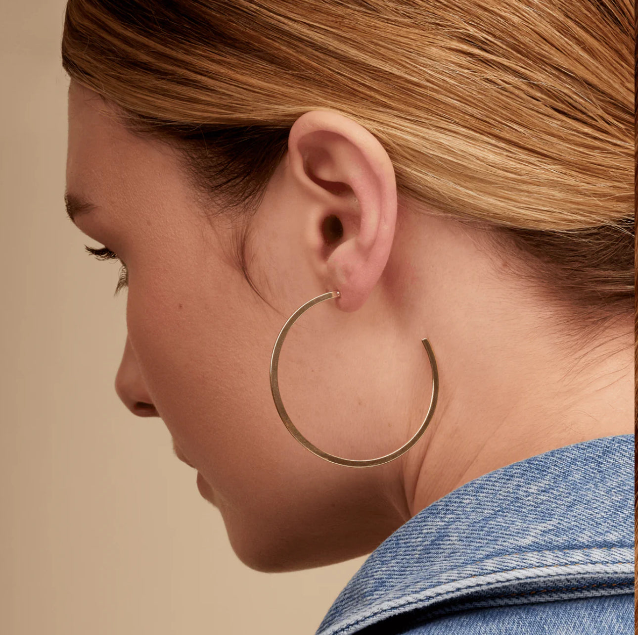 LeMel Flat Gold Hoop Earrings-Large