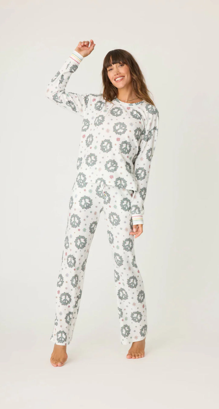 PJ Salvage "Joy to the World" Sleep Pant-Ivory