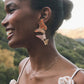 Kendra Scott Cailey Enamel Butterfly Statement Earring-Gold Orange Pink Mix