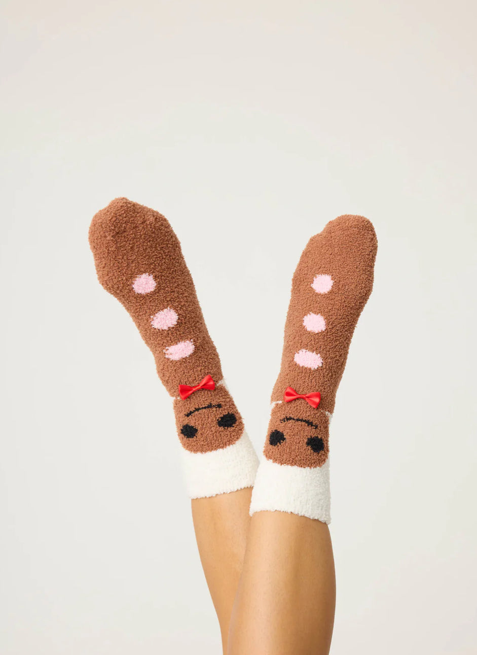 PJ Salvage "Gingerbread Man" Socks-Brown