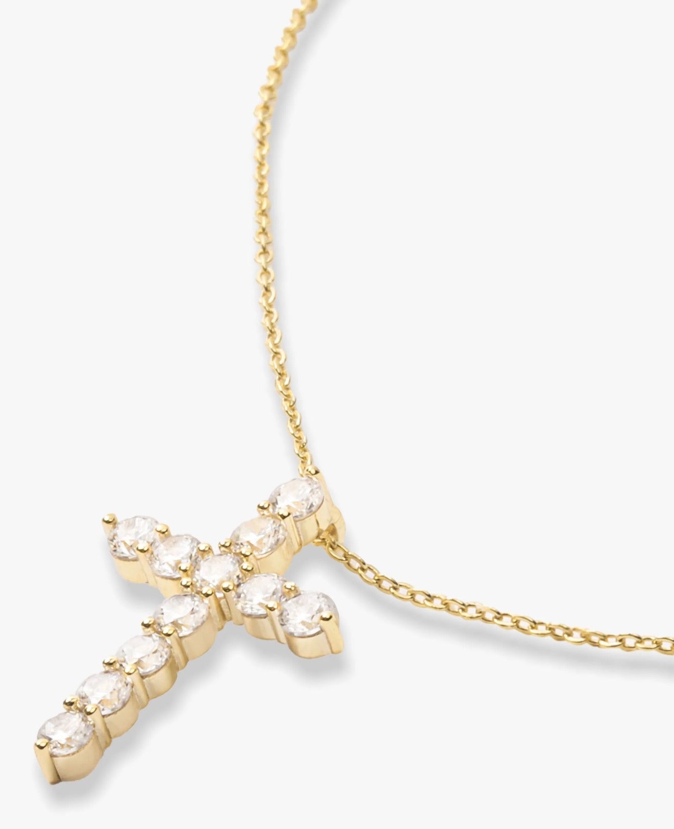 Melinda Maria “Oh She Fancy” Small Cross Pendant-Gold/White