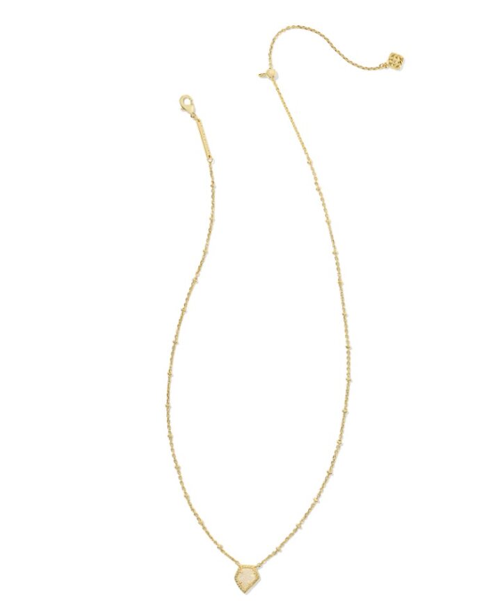 Kendra Scott Framed Tess Satellite Pendant Necklace-Gold Iridescent Drusy