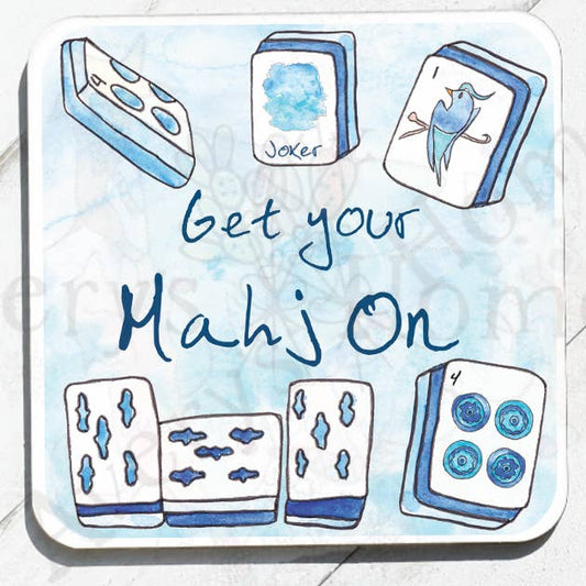 "Get Your Mahj On" Absorbent Stone Coaster