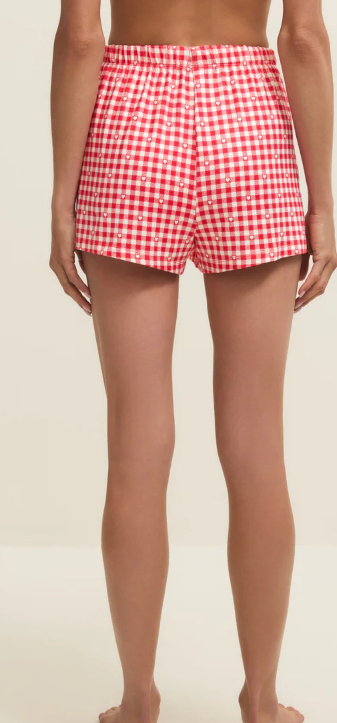 Z Supply Rosie Gingham Short - Kiss Me Red