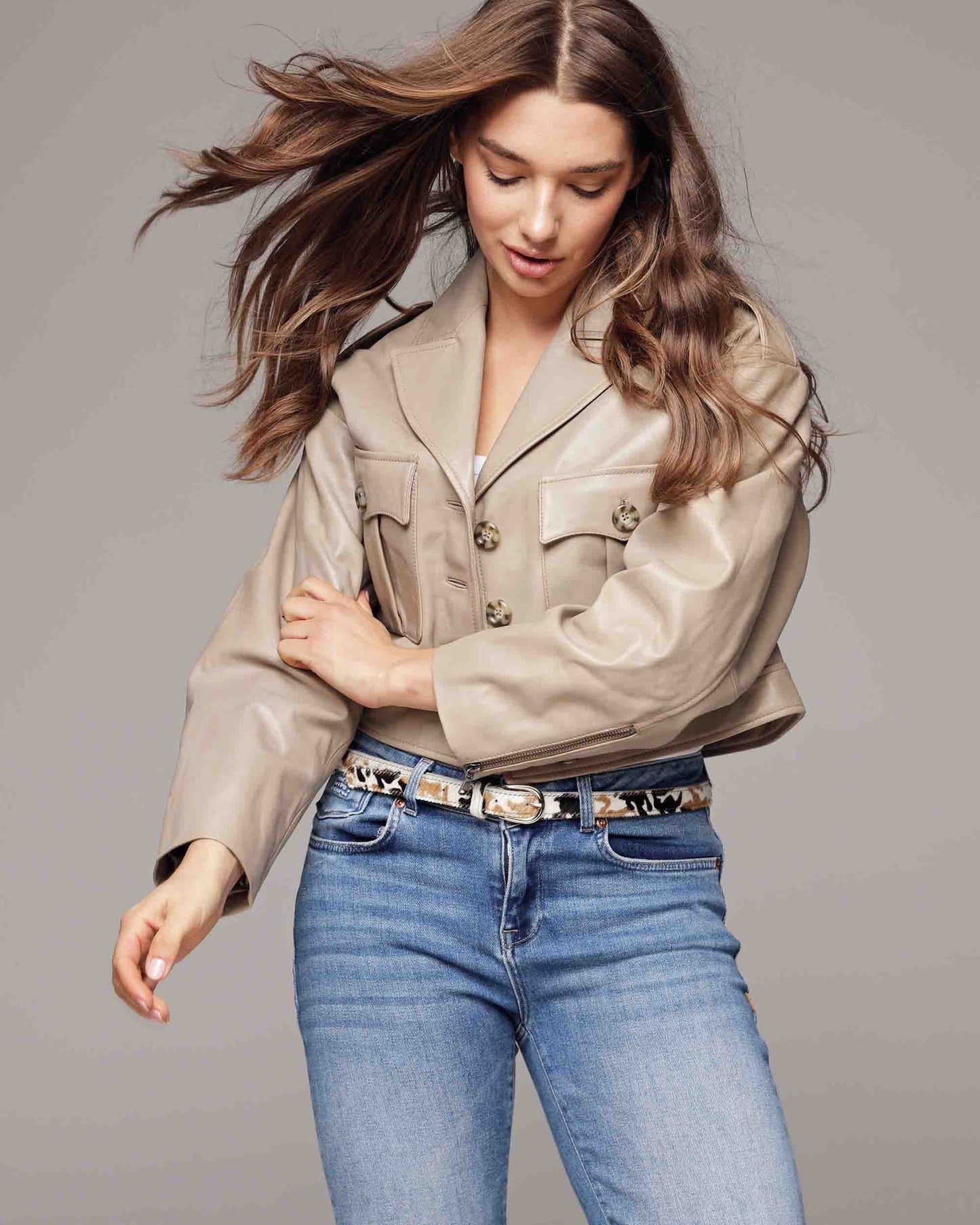 Amsterdam Heritage "Dania" Skinny Cow Hair Belt -Cow