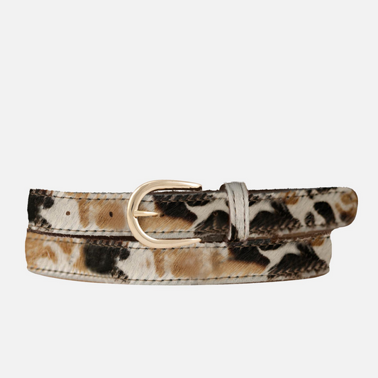 Amsterdam Heritage "Dania" Skinny Cow Hair Belt -Cow