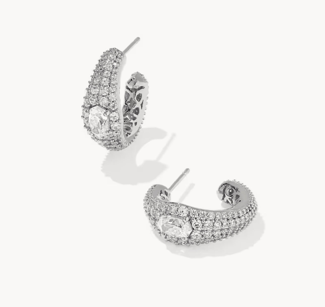 Kendra Scott Bella Hoop Earring-Silver White CZ