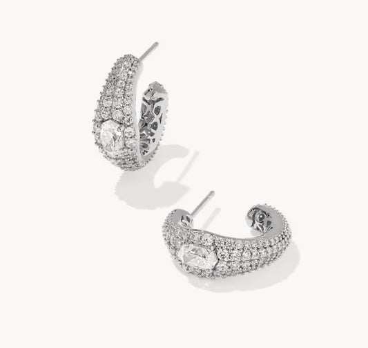 Kendra Scott Bella Hoop Earring-Silver White CZ