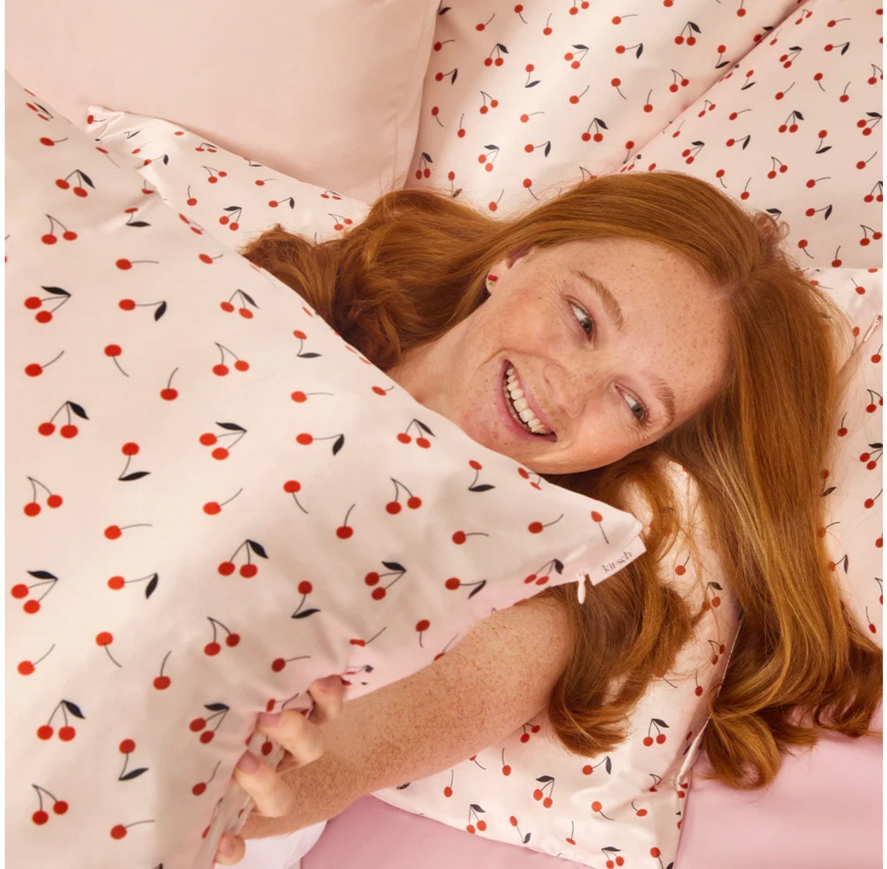 Kitsch Satin Pillowcase-Cherry Print