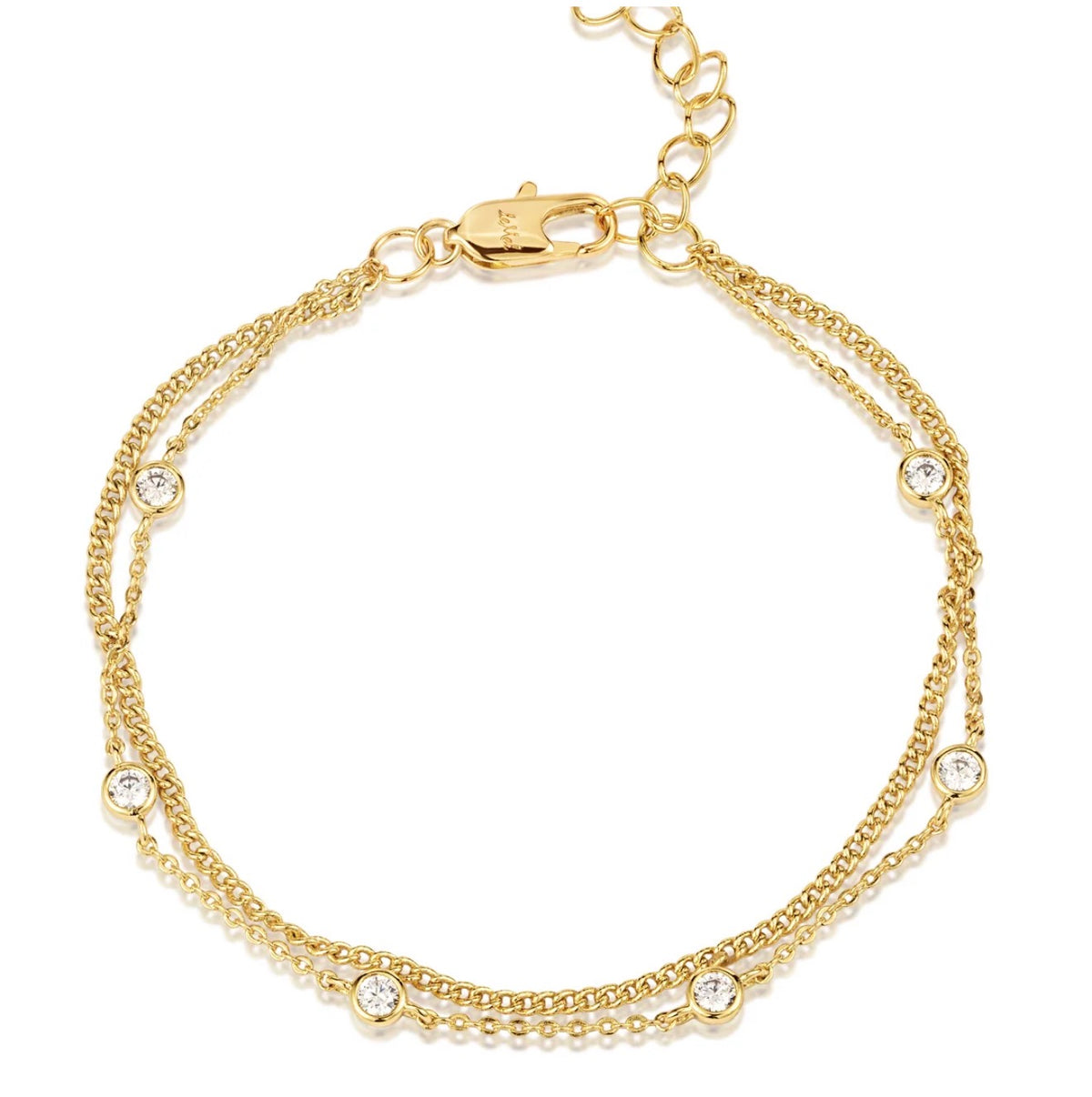 LeMel “Blaire” Bezel Chain Bracelet-Gold