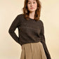 Molly Bracken Crew Neck Sparkle Sweater-Chocolate