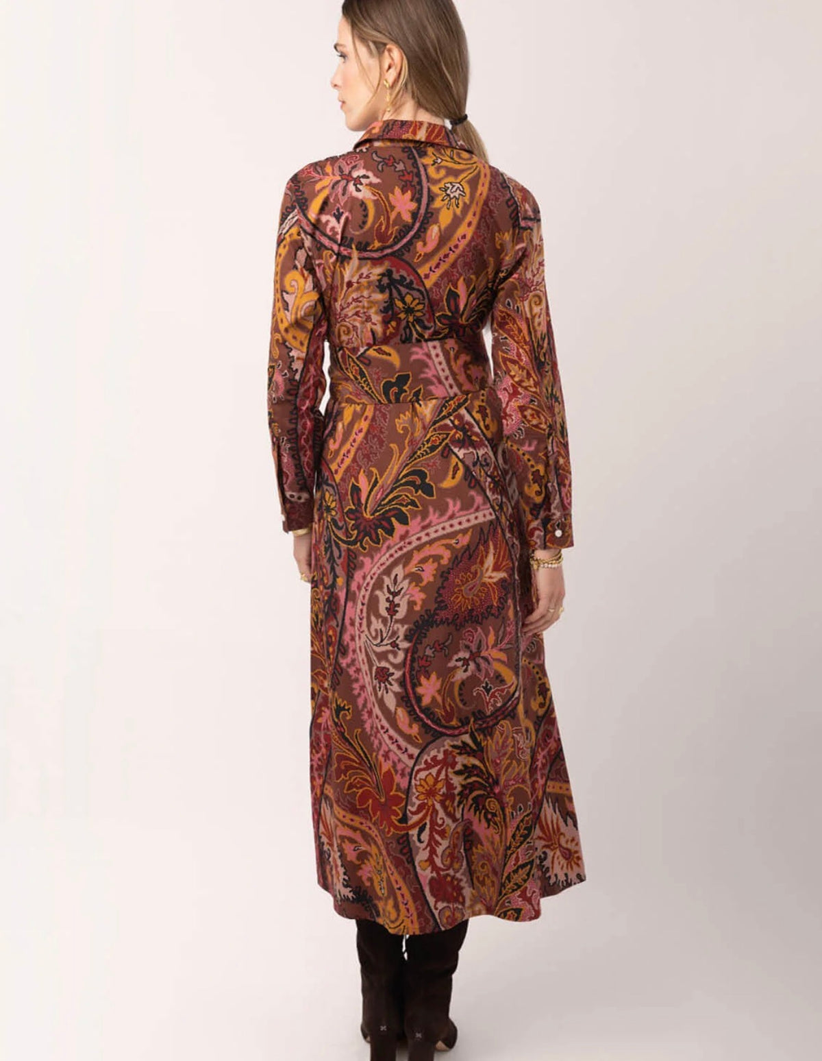 Spartina 449 "Denise" Shirt Dress-Paisley Brown