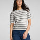Spanx Ribbed Knit Crewneck Tee-Linen/Classic Black Stripe