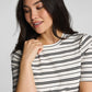 Spanx Ribbed Knit Crewneck Tee-Linen/Classic Black Stripe