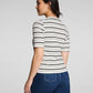 Spanx Ribbed Knit Crewneck Tee-Linen/Classic Black Stripe