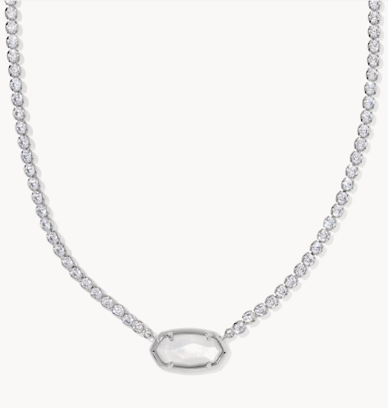 Kendra Scott Elisa Tennis Necklace- Silver Ivory MOP