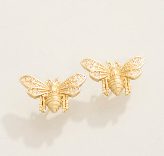 Spartina 449 Vintage Bee Stud Earrings-Crystal/Gold